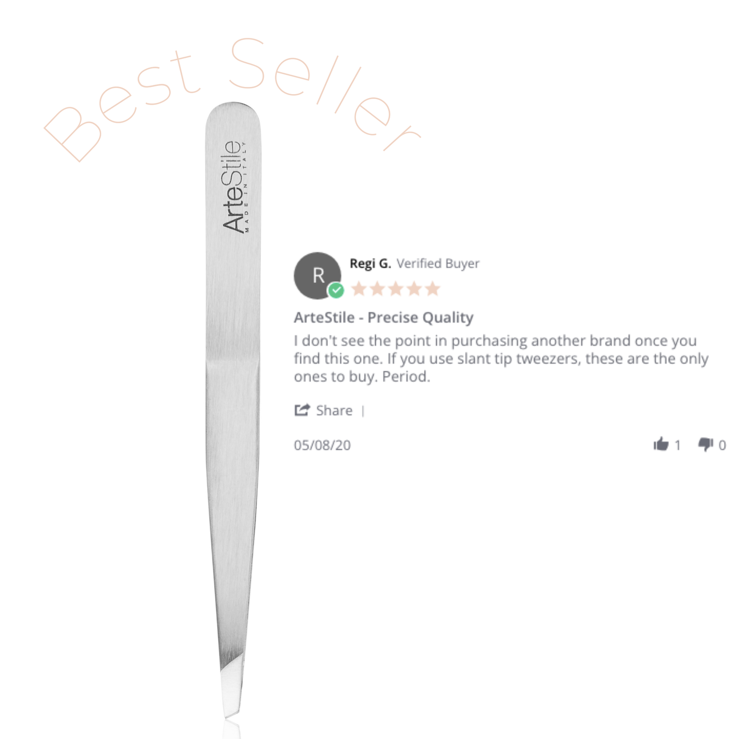 Slant Tip Tweezers in Brushed Stainless Steel