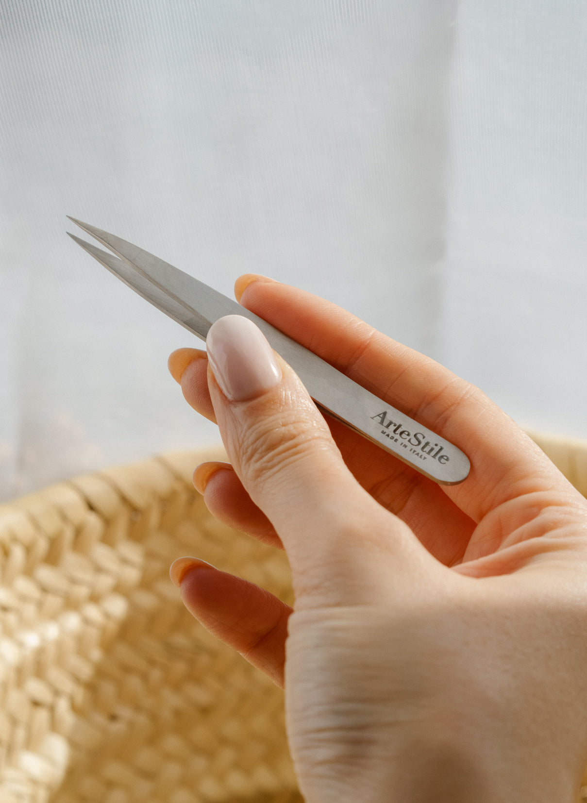 Point Tip Tweezers in Brushed Stainless Steel