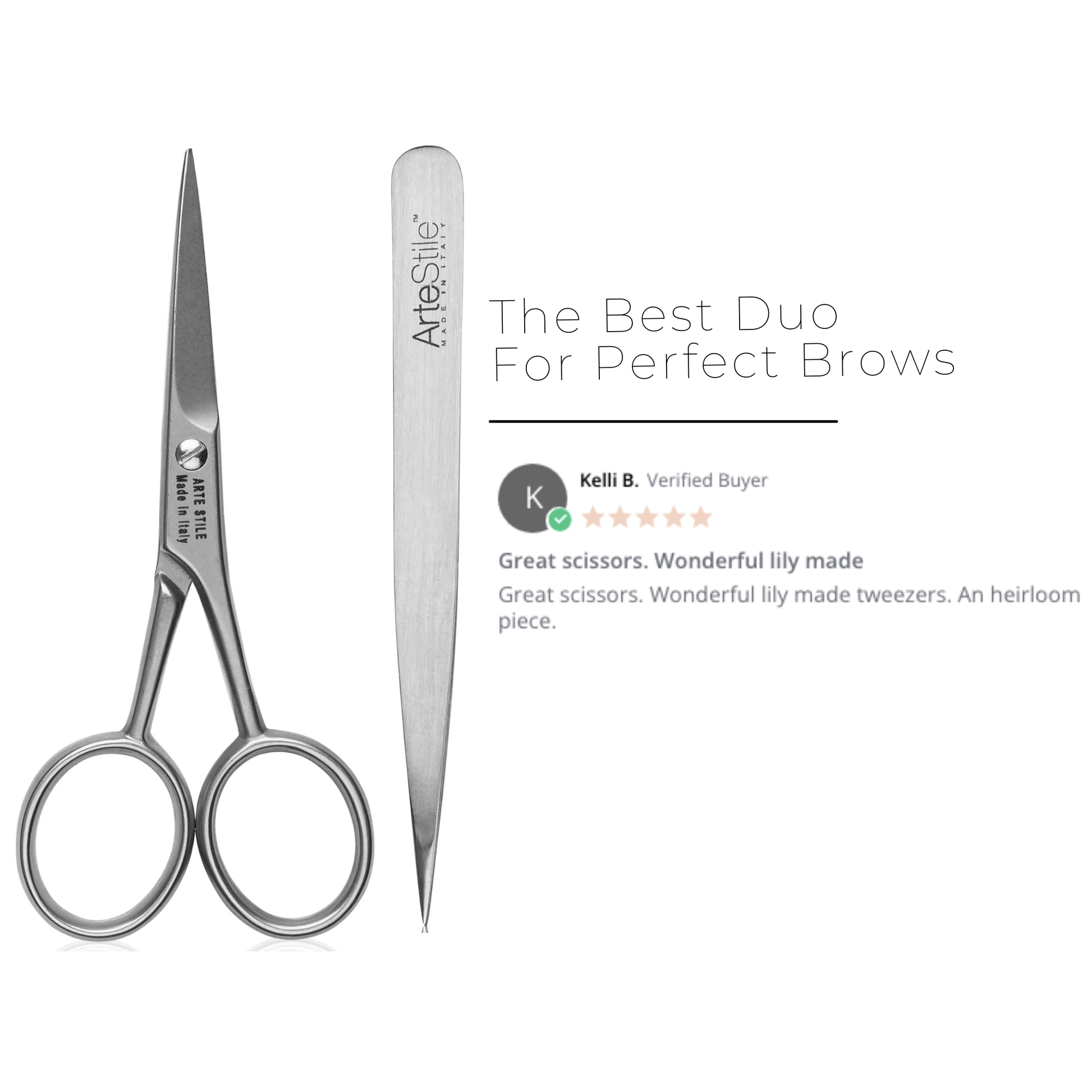 Brow Scissors in Brushed Stainless Steel